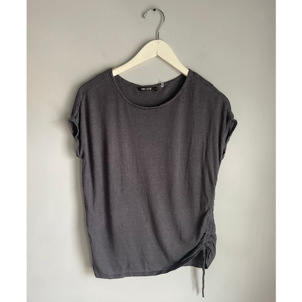 Nic + Zoe Linen Blend Top Lagenlook Blouse Adjustable Boho size Small